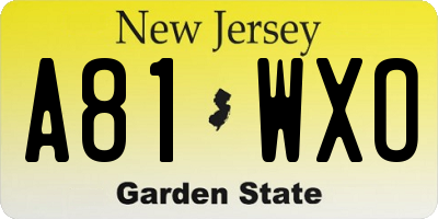 NJ license plate A81WXO