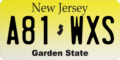 NJ license plate A81WXS