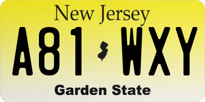 NJ license plate A81WXY