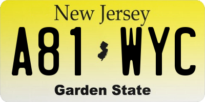 NJ license plate A81WYC