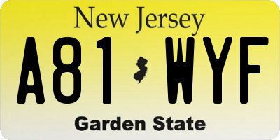 NJ license plate A81WYF