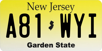 NJ license plate A81WYI