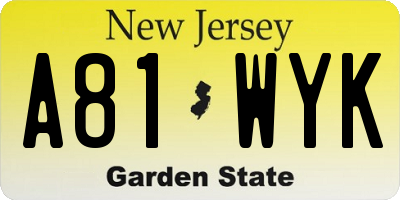 NJ license plate A81WYK