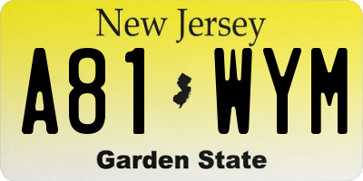 NJ license plate A81WYM