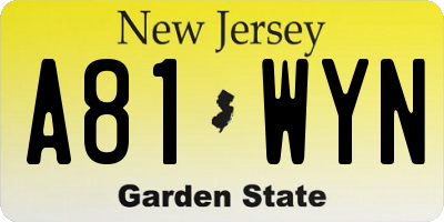 NJ license plate A81WYN