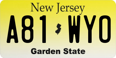 NJ license plate A81WYO