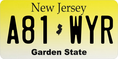 NJ license plate A81WYR