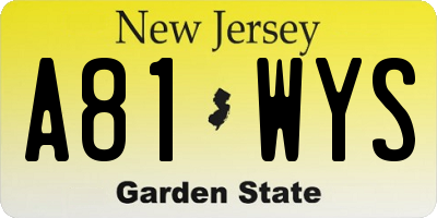 NJ license plate A81WYS