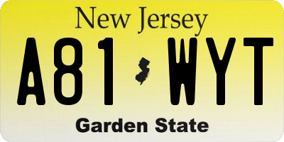 NJ license plate A81WYT