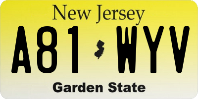 NJ license plate A81WYV