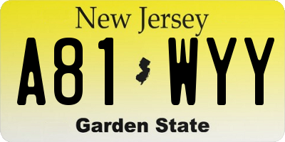 NJ license plate A81WYY