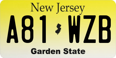 NJ license plate A81WZB