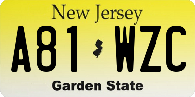 NJ license plate A81WZC
