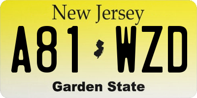 NJ license plate A81WZD