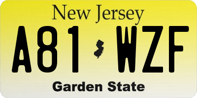 NJ license plate A81WZF