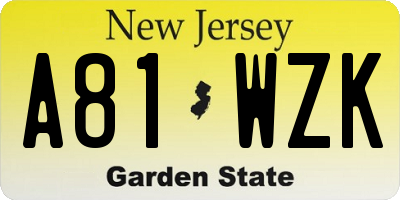 NJ license plate A81WZK