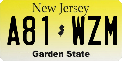 NJ license plate A81WZM