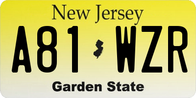 NJ license plate A81WZR