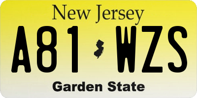 NJ license plate A81WZS