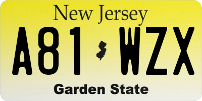 NJ license plate A81WZX