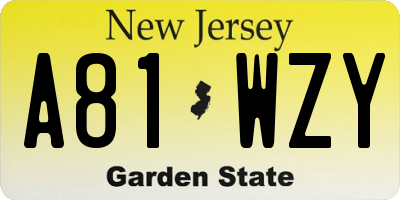 NJ license plate A81WZY