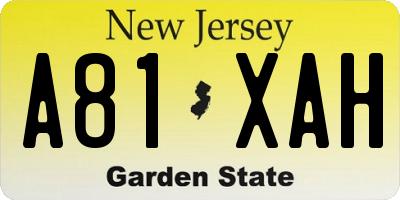 NJ license plate A81XAH