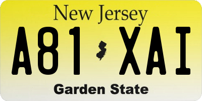 NJ license plate A81XAI