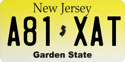NJ license plate A81XAT