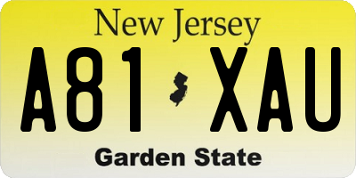 NJ license plate A81XAU