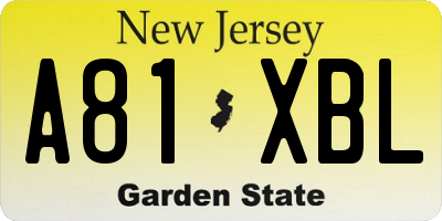 NJ license plate A81XBL