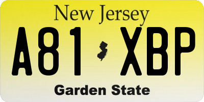 NJ license plate A81XBP