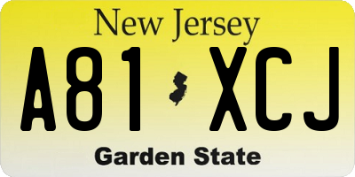 NJ license plate A81XCJ
