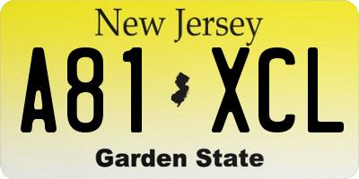 NJ license plate A81XCL