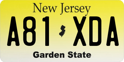 NJ license plate A81XDA