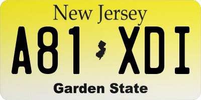 NJ license plate A81XDI