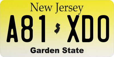 NJ license plate A81XDO