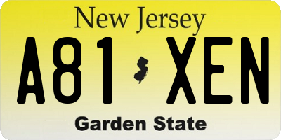 NJ license plate A81XEN