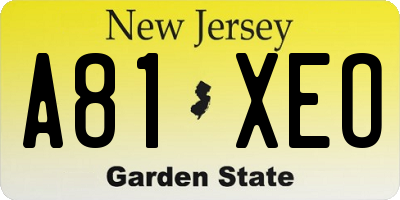 NJ license plate A81XEO
