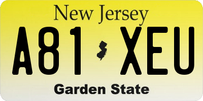 NJ license plate A81XEU