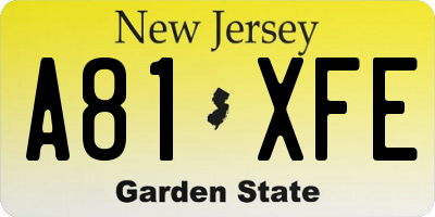 NJ license plate A81XFE