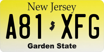 NJ license plate A81XFG