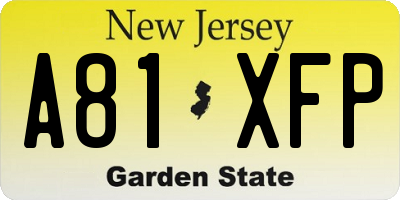 NJ license plate A81XFP