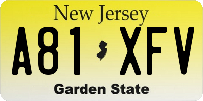 NJ license plate A81XFV