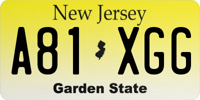 NJ license plate A81XGG