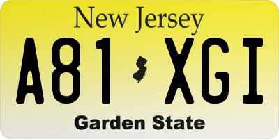 NJ license plate A81XGI