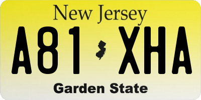 NJ license plate A81XHA