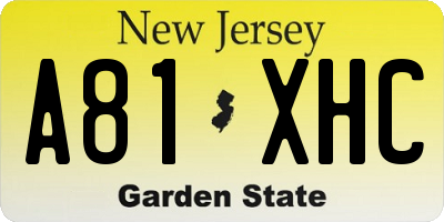 NJ license plate A81XHC