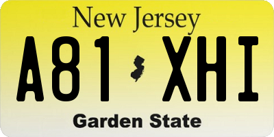 NJ license plate A81XHI