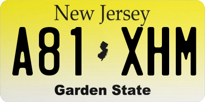 NJ license plate A81XHM