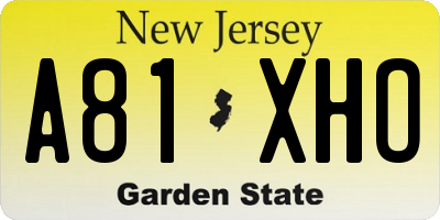 NJ license plate A81XHO